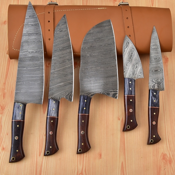 Handmade Damascus Steel Kitchen Chef Knife (Set of 5) - Picture 3 of 6
